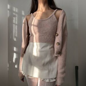 Say what fuzzy set cardigan and crop top M